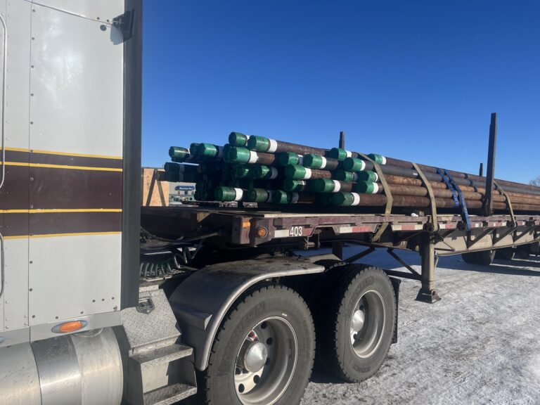 truckload of steel pipe